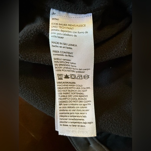 Eddie Bauer Fleece Lined Tech Pants Mens size 38x32 Outdoor Camping Hiki… - Picture 4 of 6